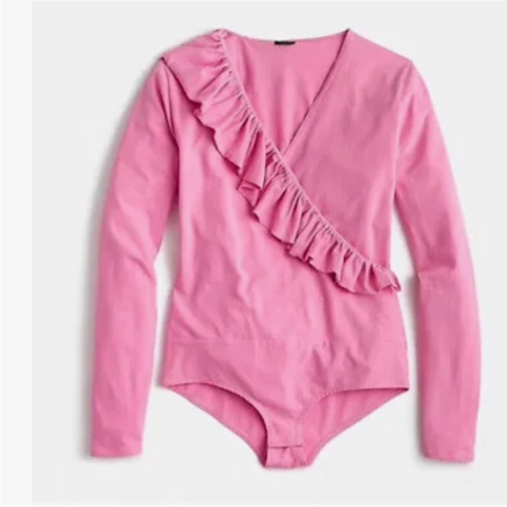 NWOT!  J Crew pink ruffle body suit